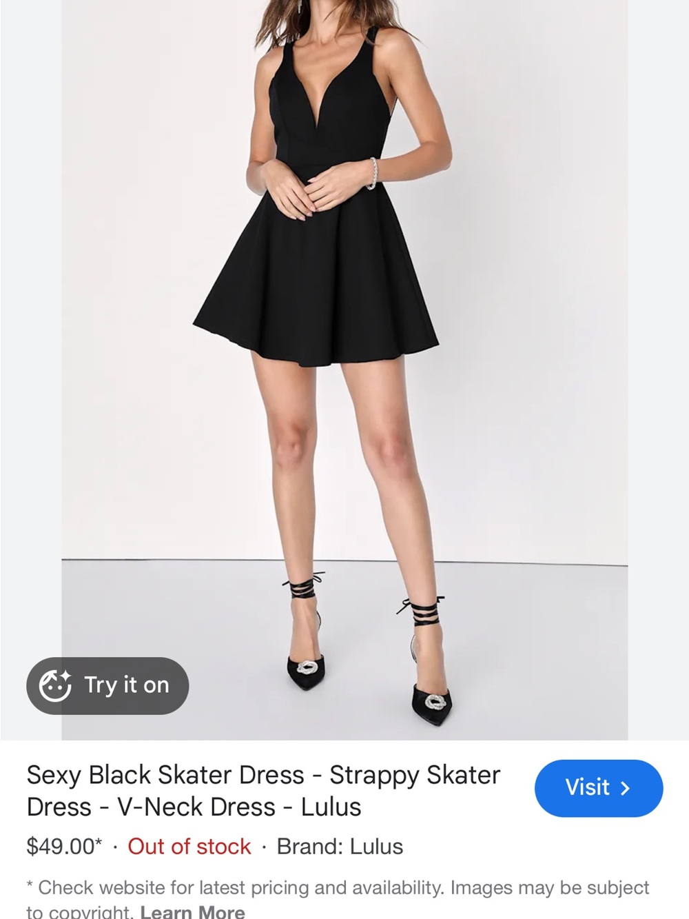 Black V-Neck Strappy Skater Dress